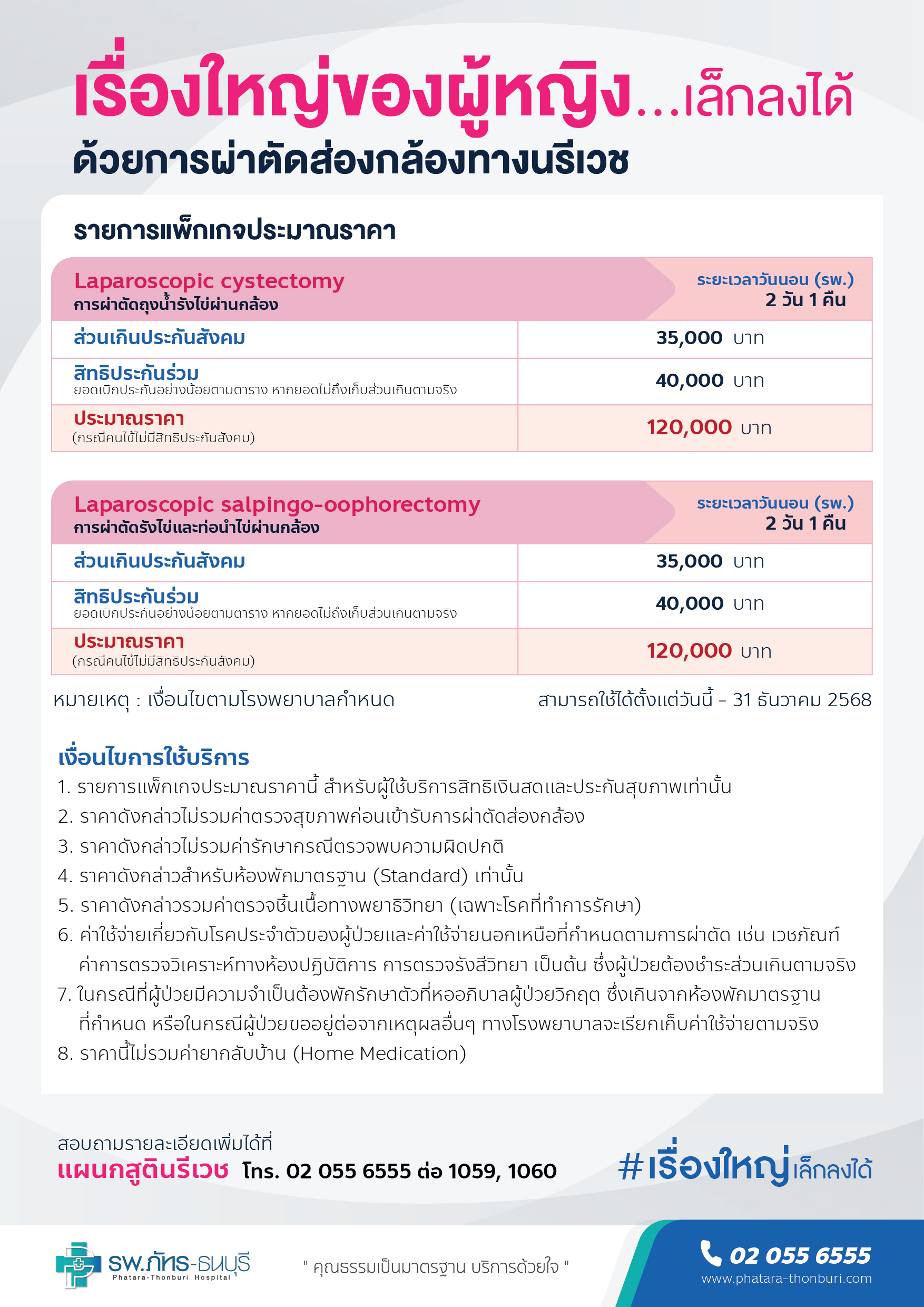 แพ็คเกจการผ่าตัดส่องกล้องทางนรีเวช